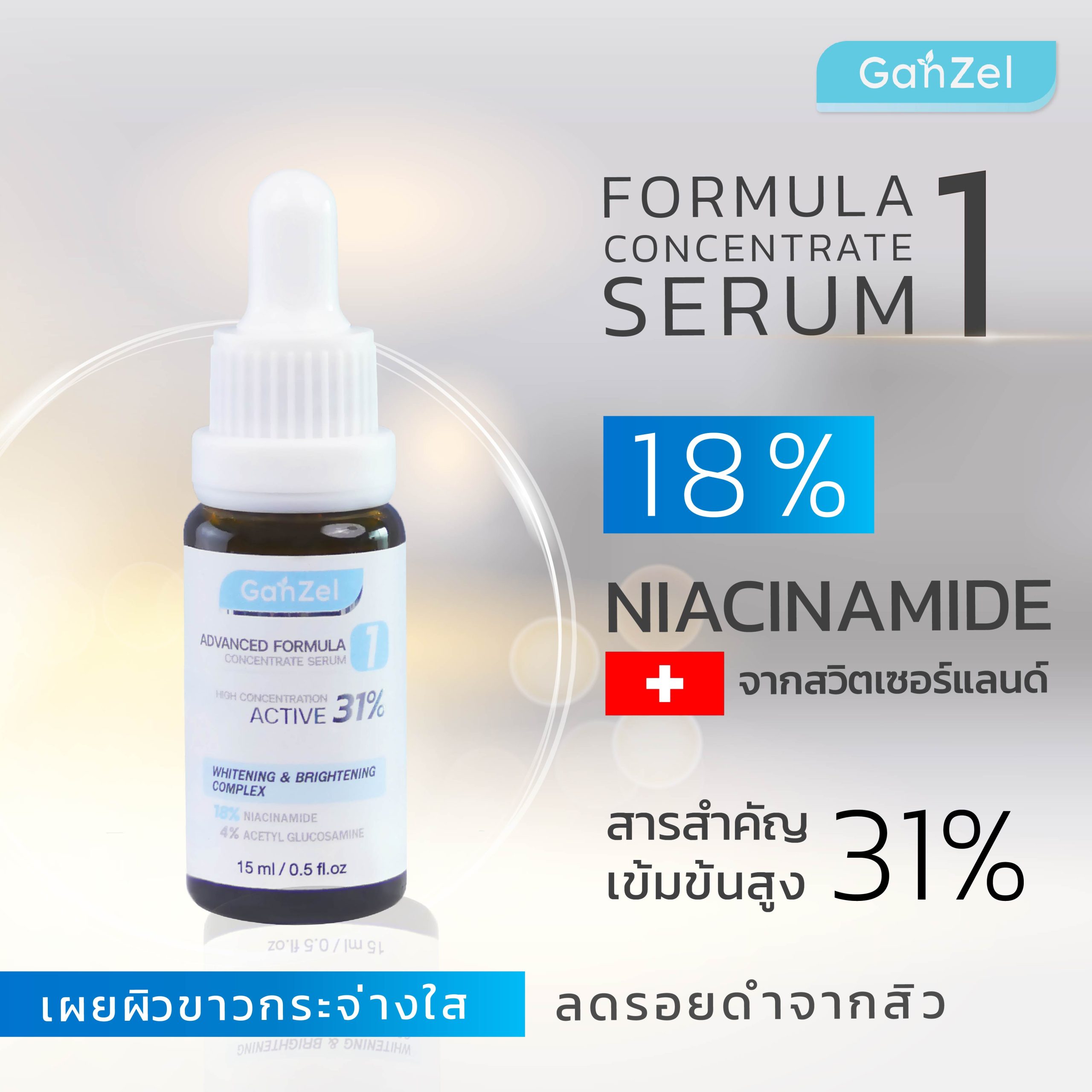 GANZEL ADVANCED FORMULA I CONCENTRATE SERUM แกนเซล แอดวานซ์ฟอร์มูล่า วัน คอนเซนเทรท เซรั่ม